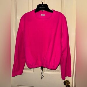 Cropped Hotpink drawstring waist band sweater
